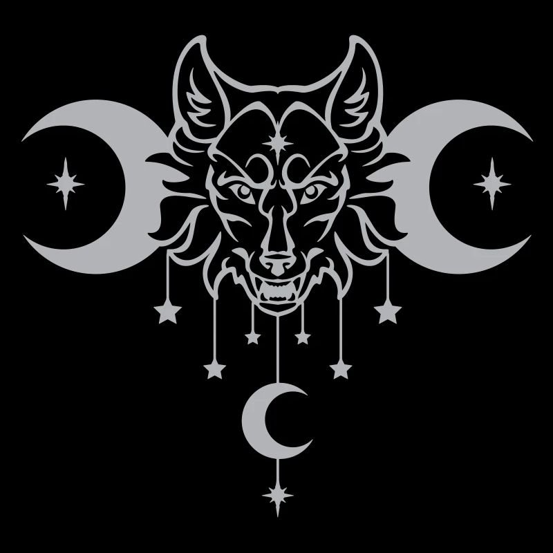 Wicca Moon Wolf - Customizable Color