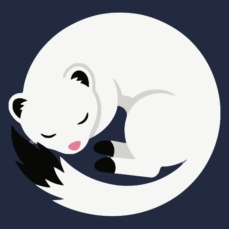 Cute sleeping ermine minimalist style