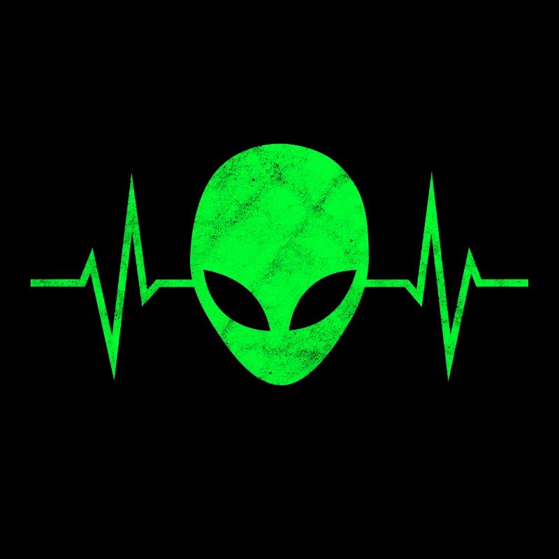 Alien Alien Head Alien Heartbeat Pulse ECG