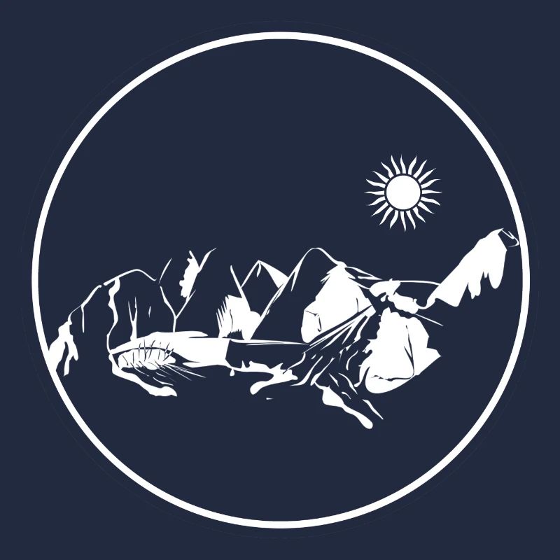 Circle Stamp Mountain Landscape Moonlight