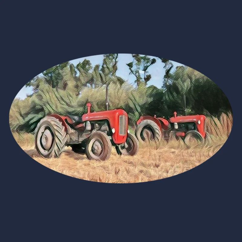 Tracteurs rouges sur le terrain