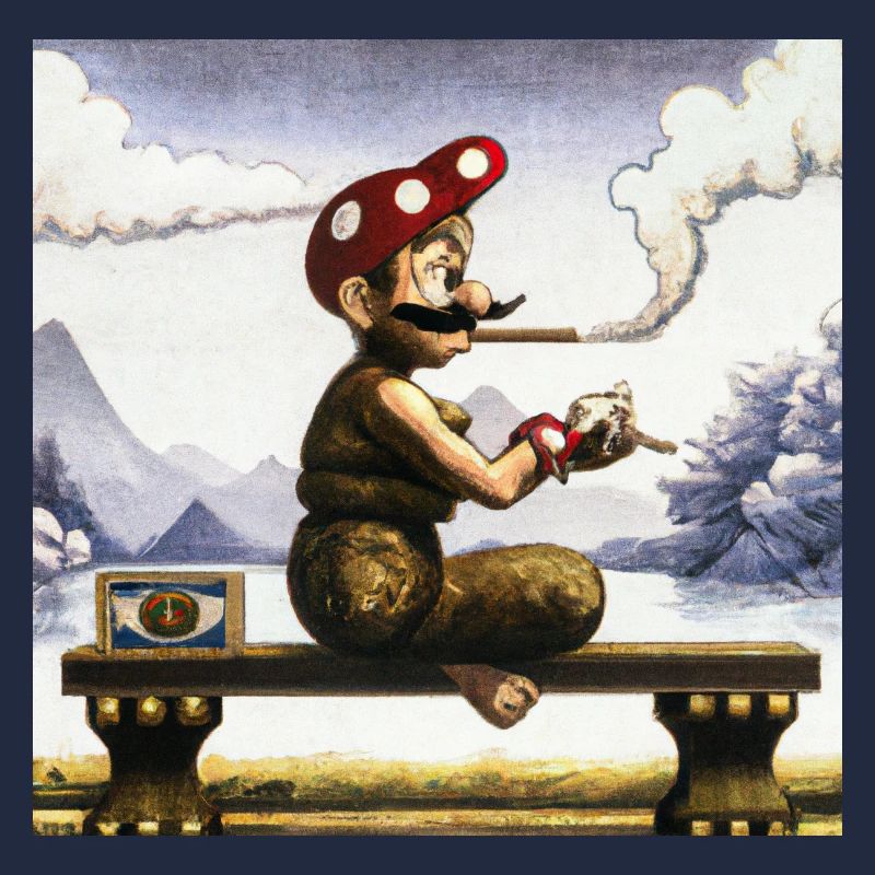 Ukiyo-e Gemälde eines rauchenden Mannes.