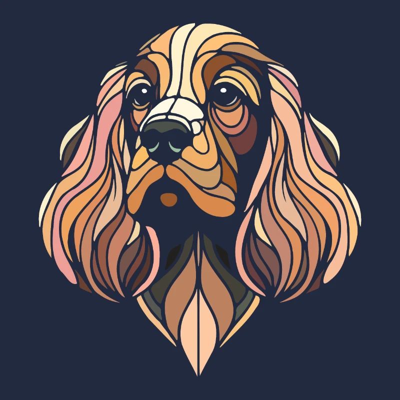 Cocker Spaniel Hundekopf geometrische Kunst Polygon Kunst
