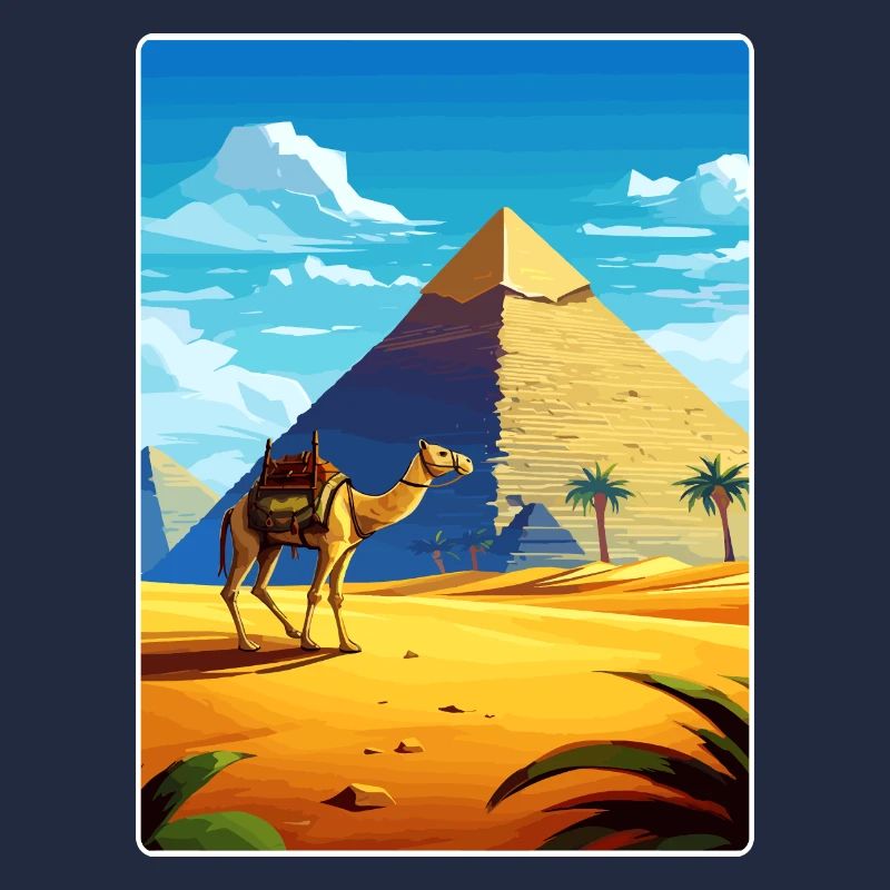 Le Caire, Égypte, Grandes Pyramides De Gizeh, Affiche De Voyage