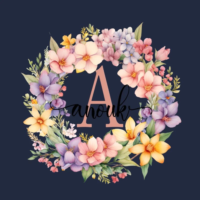A| Monogramme | Nom | Anouk | Aquarelle | Coloré