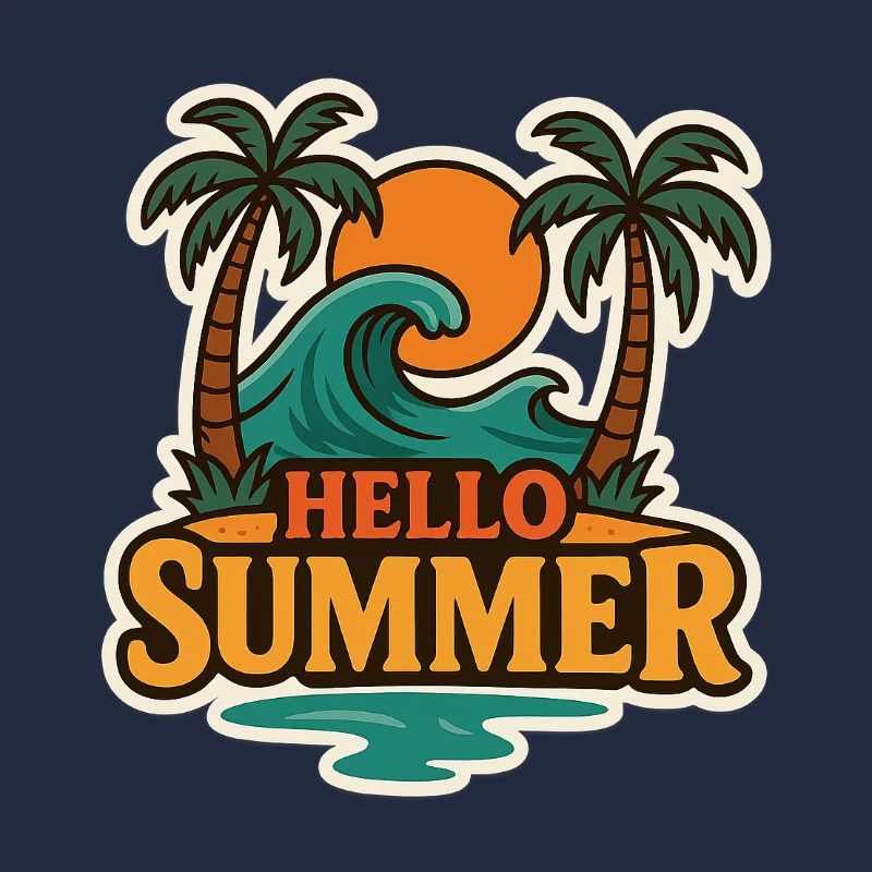 Hello Summer Tropical Wave Badge