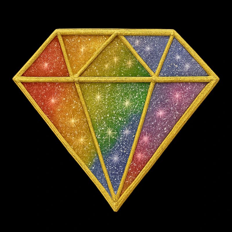 Patch diamant pailleté arc-en-ciel