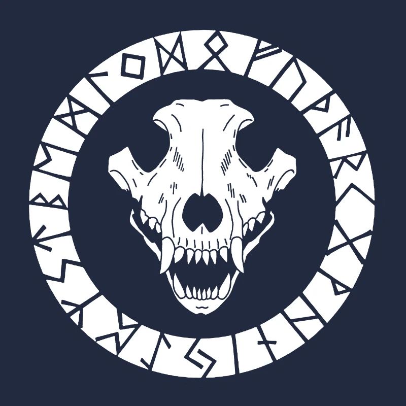 Weißer Wikinger Wolf Schädel