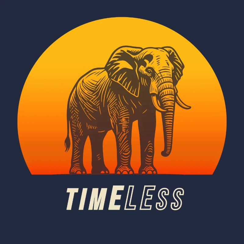 Éléphant intemporel – Force et tranquillité au coucher du soleil