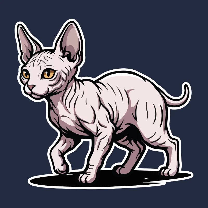 Chat Sphynx Sans Poil Marche Portrait Design