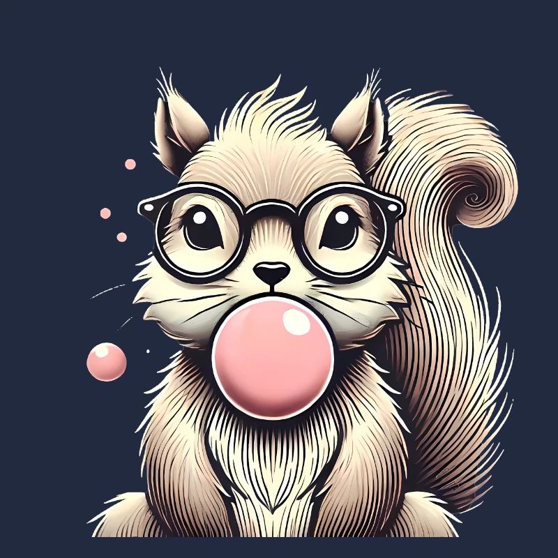 Cool Squirrel with Bubblegum Glasses