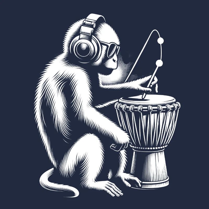 Affe mit Djembe - Djembe-Virtuose