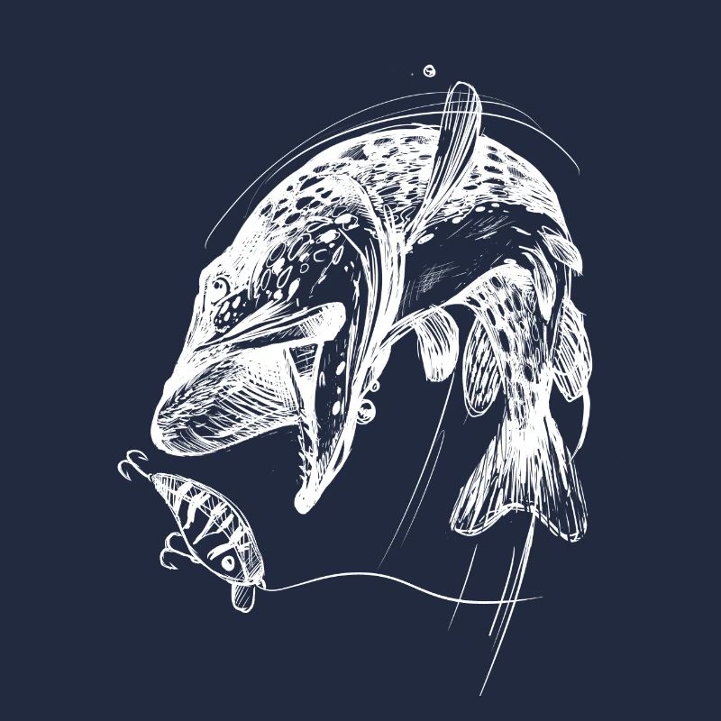 Fisch des Lebens! - Angeltshirt Hechtangriff / W