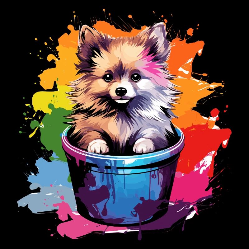 Zwergspitz Niedlicher Pomeranian Hund Farbeimer
