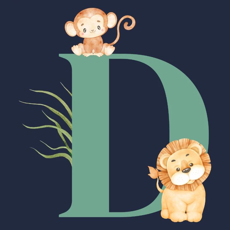 Lettre d vert animaux jungle
