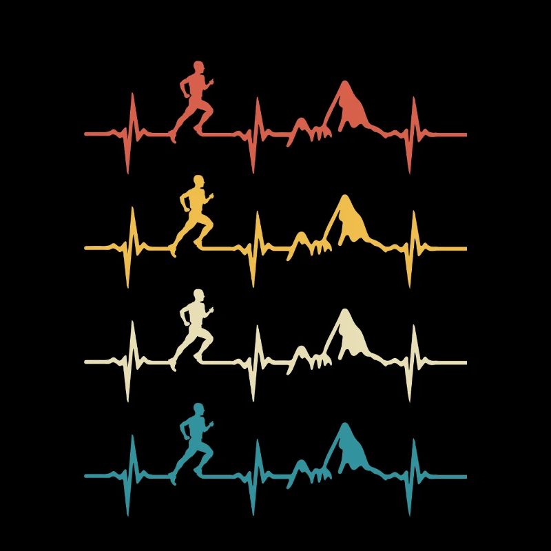 Trail running retro heartbeat jogging mountain run