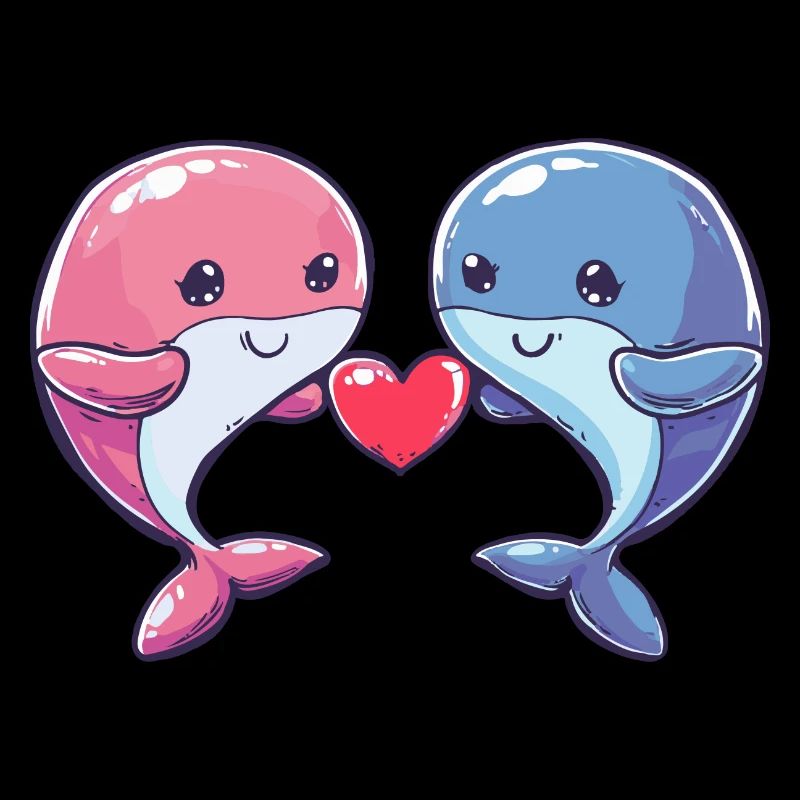Baleine Couple Amour Saint Valentin