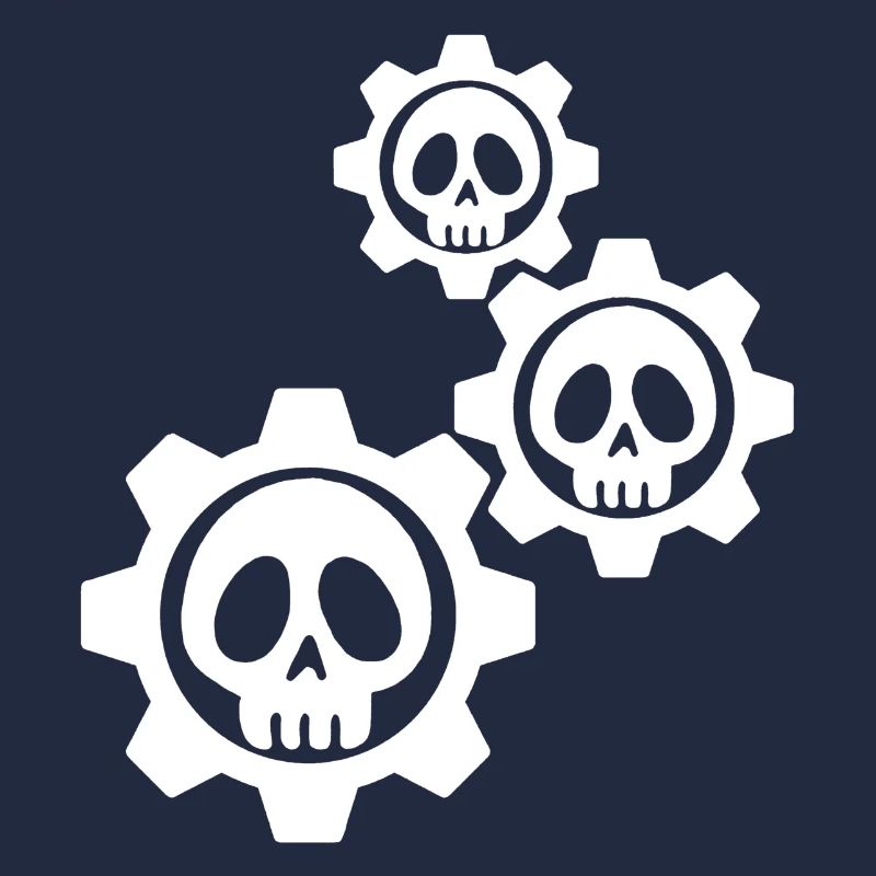 White skulls and gears