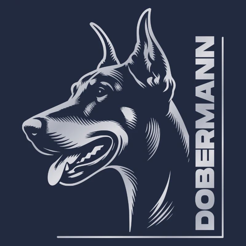 Doberman Pinscher, tête de chien, dessin d’argent