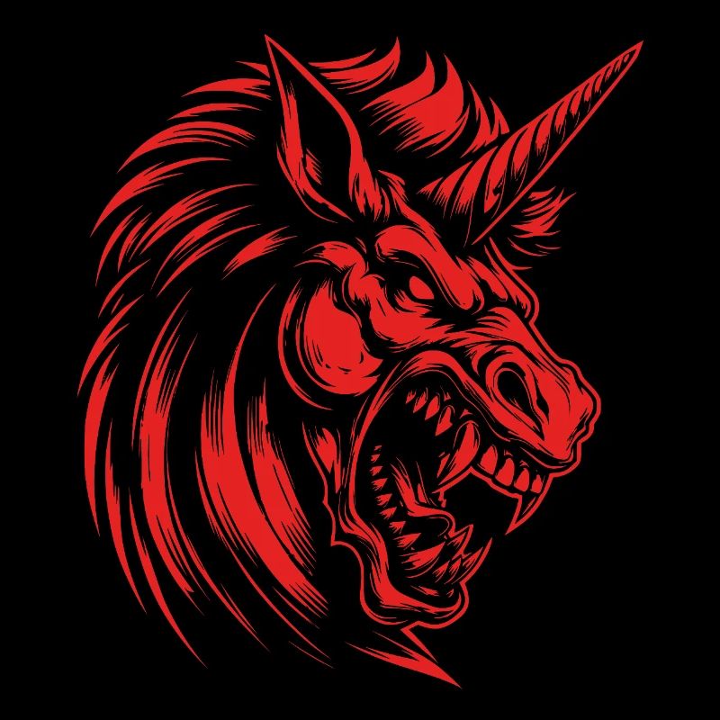 Angry Unicorn Dark Power - Rebellious Magic