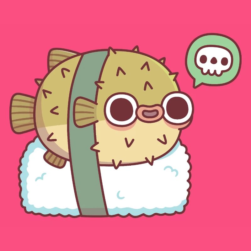 Süßes Kugelfisch-Sushi, das dir zeigt, dass es giftig ist