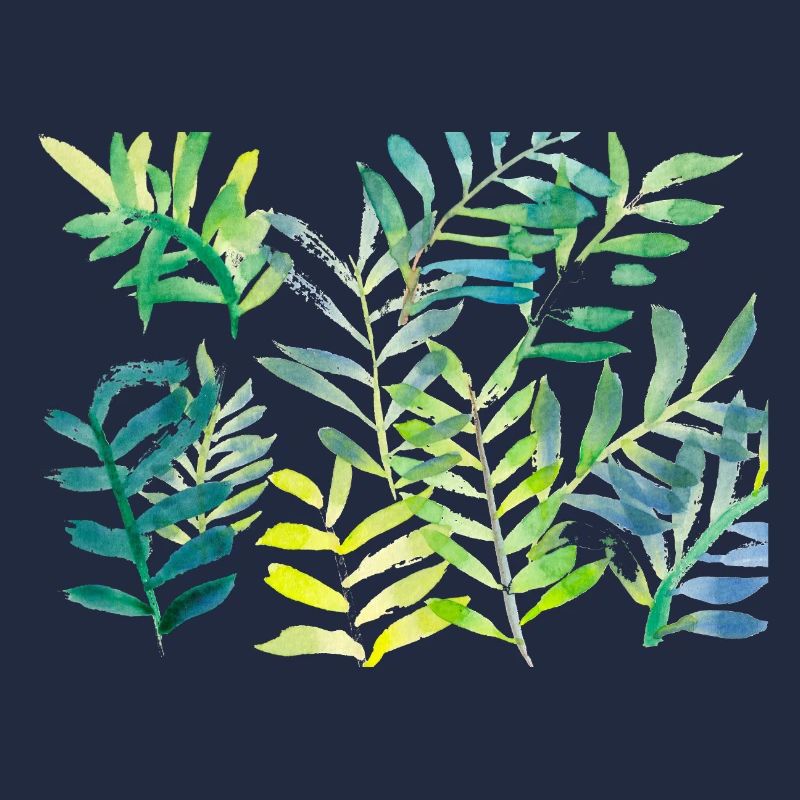 Water-coloured leaf branches