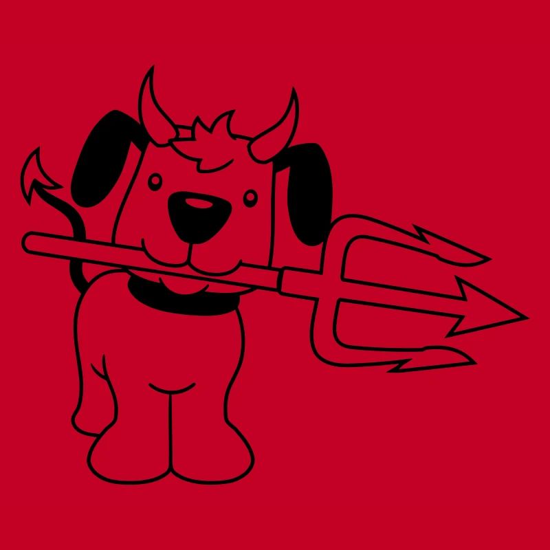 Dog Devil Satan Hell Evil Trident Horns Cool