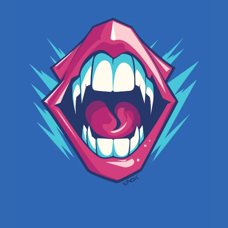 Vampire dentition with sharp teeth