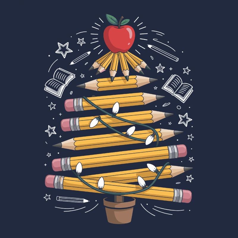 Buntstift Baum mit Lichterkette