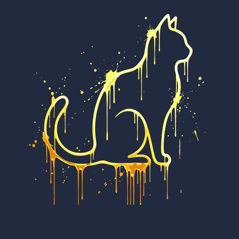 Look doré silhouette de chat – Élégant chat