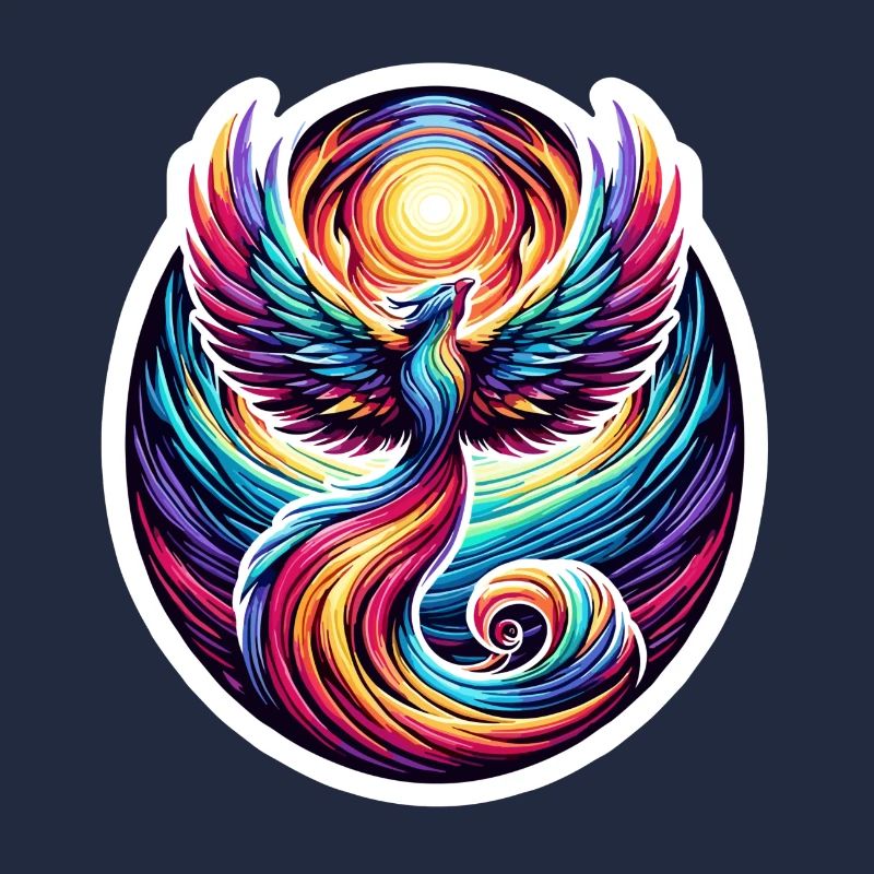 Psychedelic Rainbow Phoenix Tee Design
