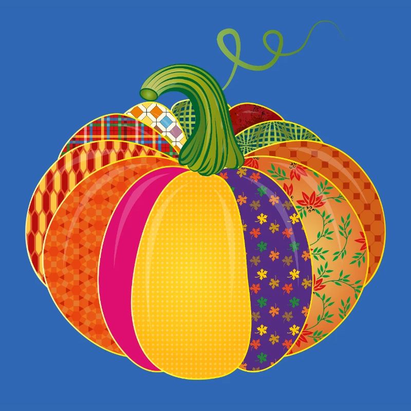 Patchwork Kürbis – Bunt gemusterte Herbstdeko