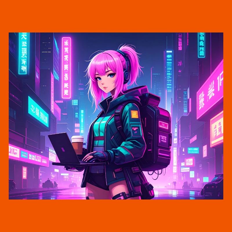 Neon Hacker Girl – Prêt à coder et à conquérir