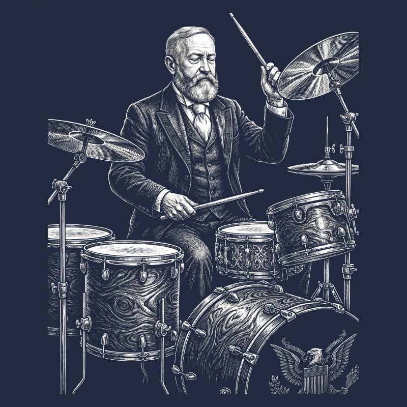 Benjamin Harrison plays drums