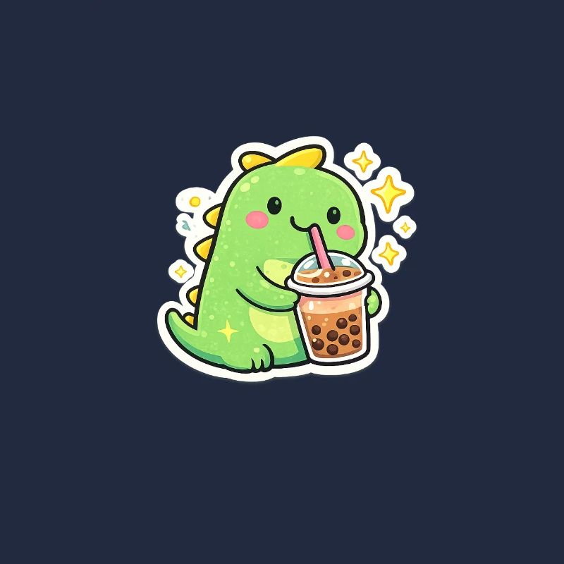 Süßer Dino mit Bubble Tea
