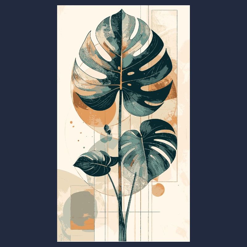 Géométrie du monstera en tons de terre