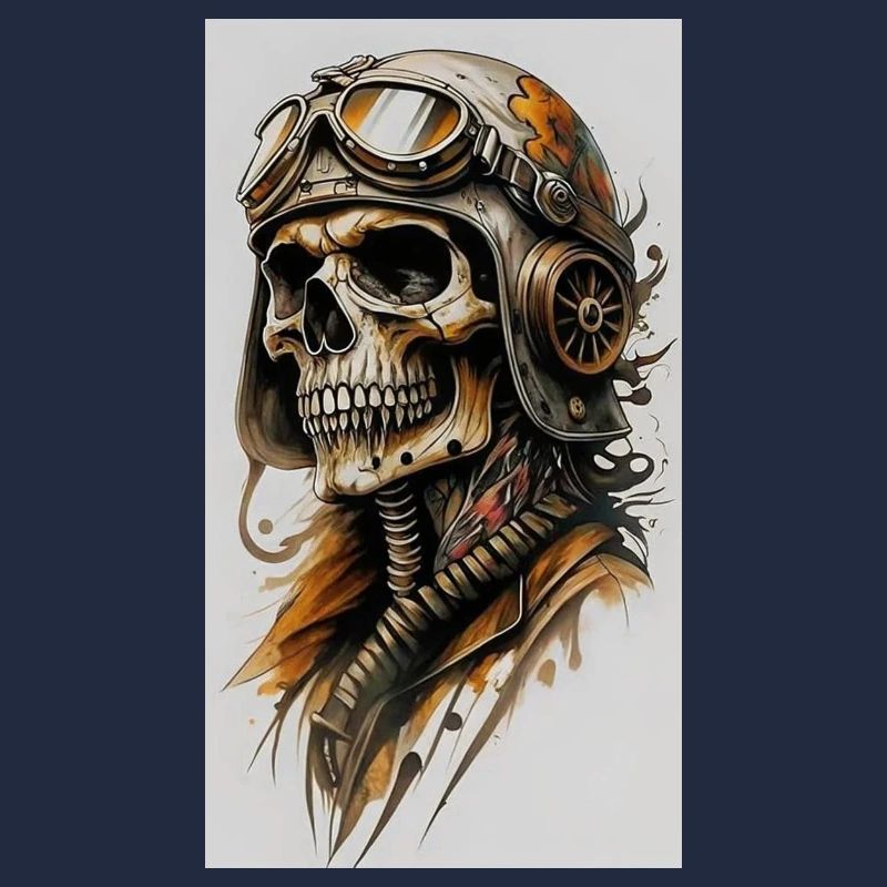Skeleton pilot in steampunk style