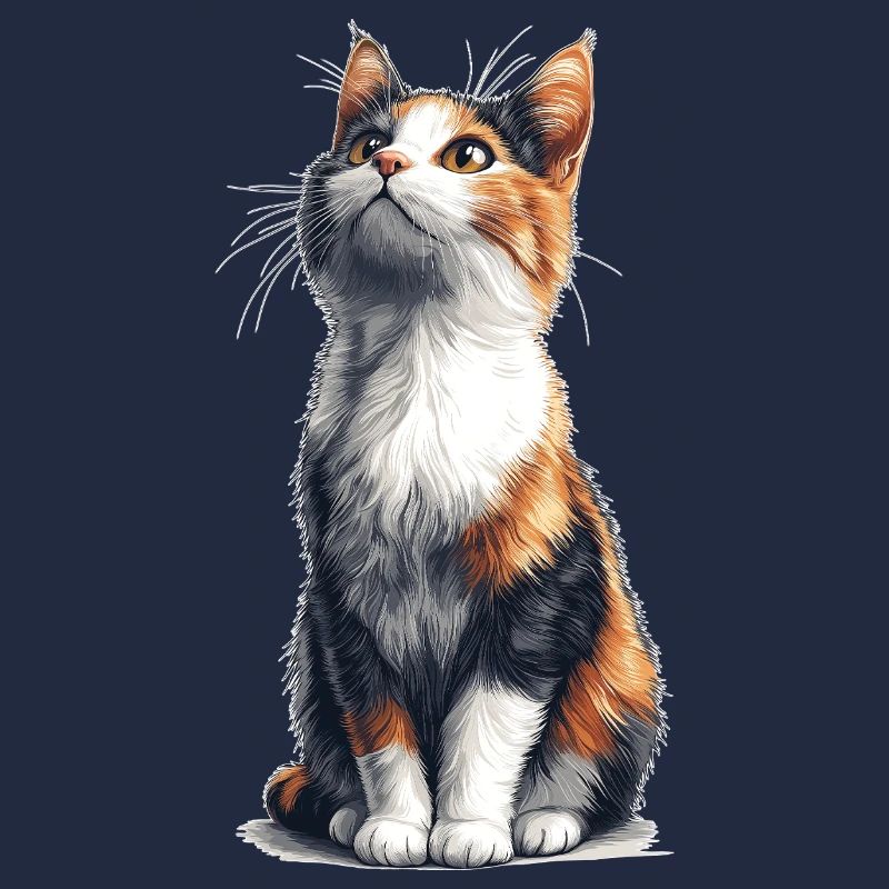 Chat comique assis coloré
