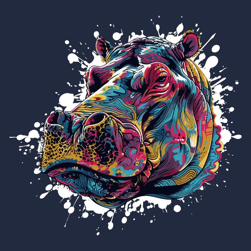 Colorful Hippo Paint Splash