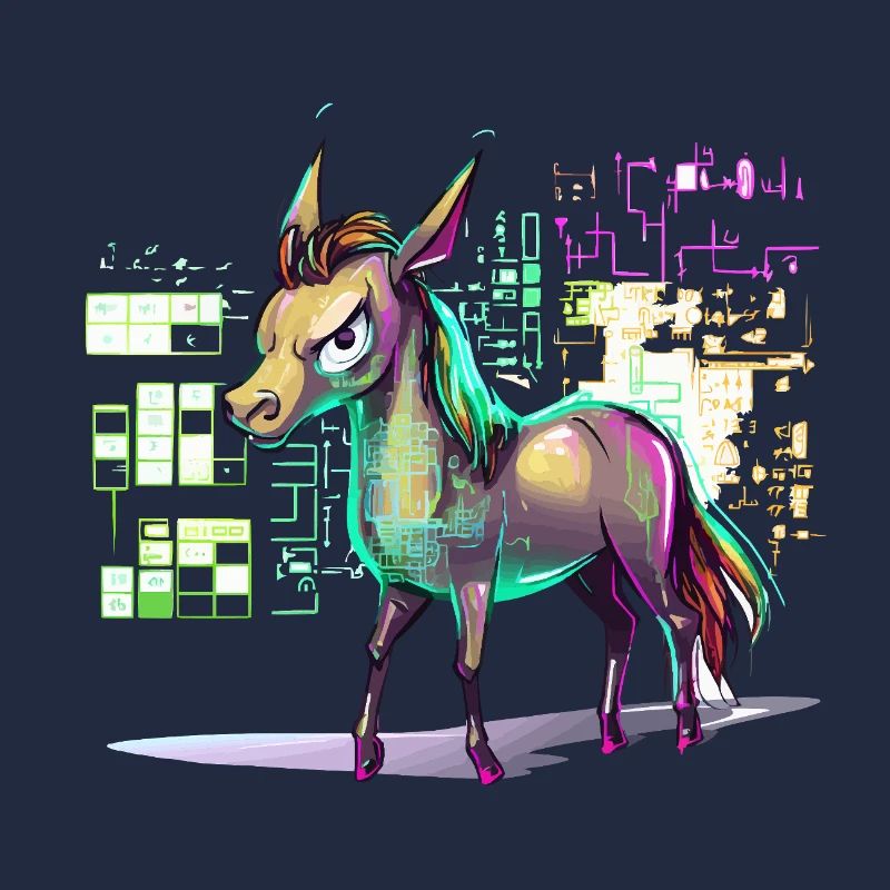 Explosion de couleurs de cheval holographique néon