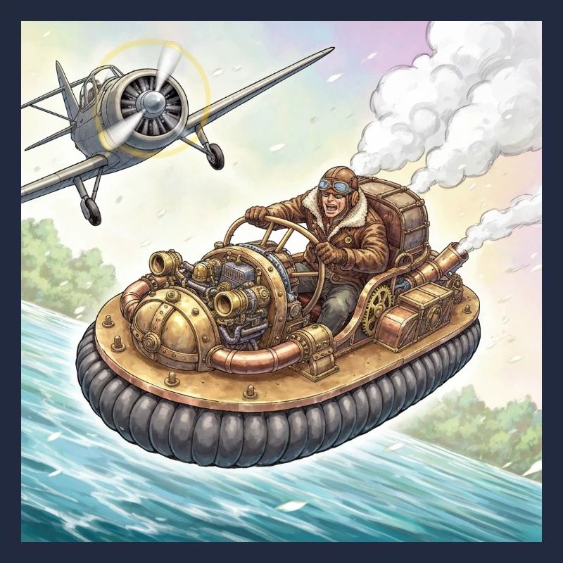 Steampunk-Luftboot-Flussjagd