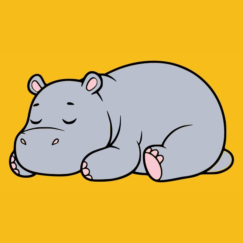 Sleeping Hippopotamus Tired Lazy Vector
