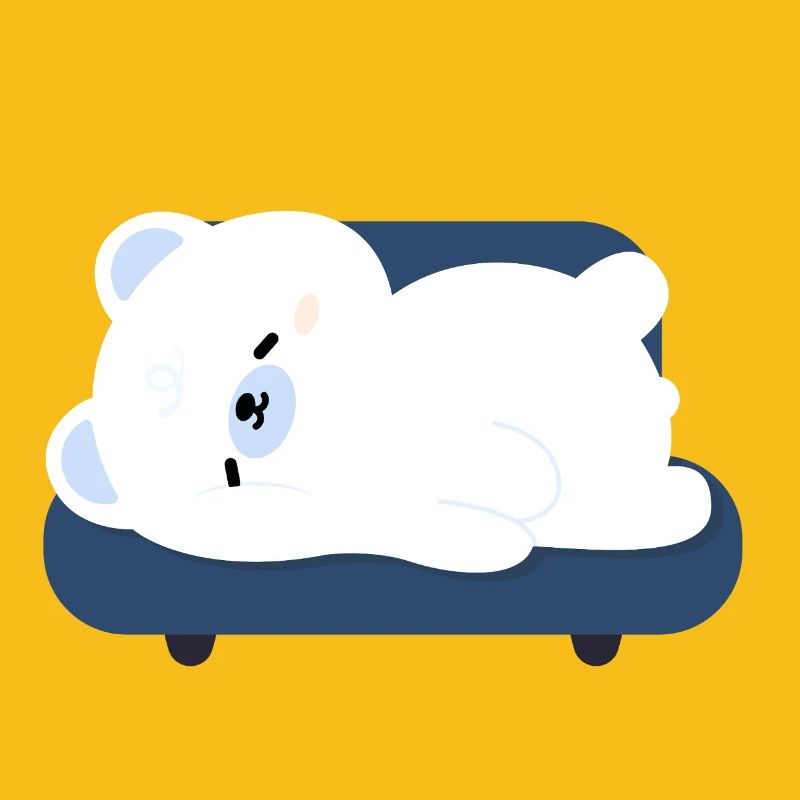 Tired Polar Bear on Sofa