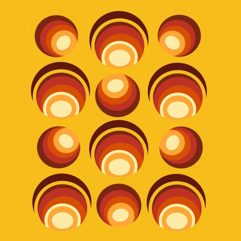 70s Retro Ball Pattern Orange Brown