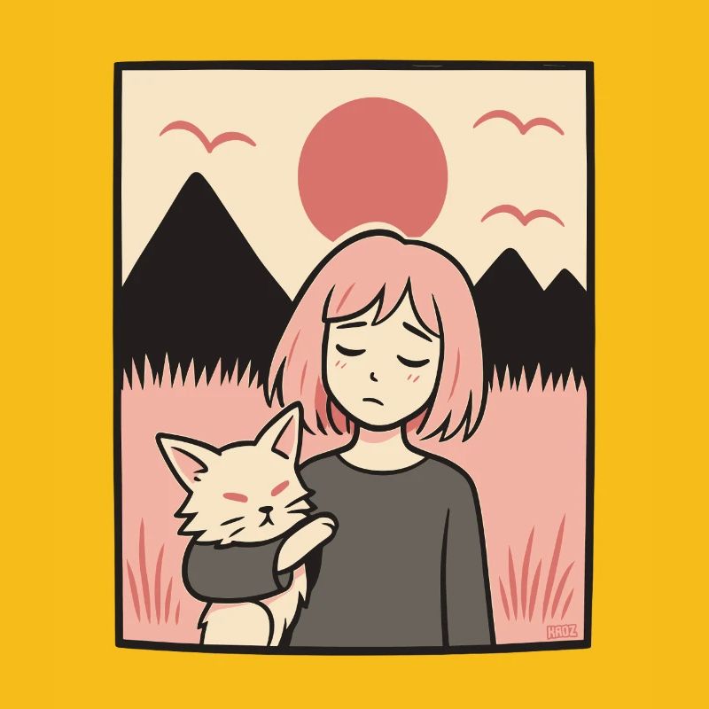 Mädchen mit Katze Team