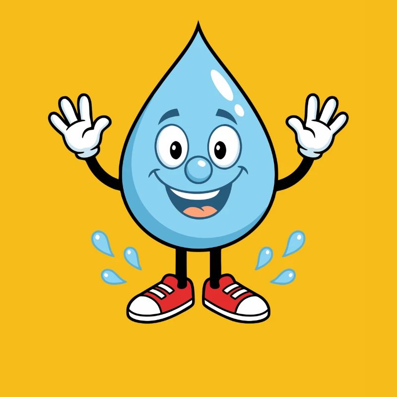 Drop d’eau heureuse avec des baskets
