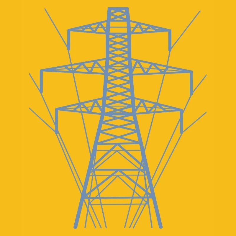 Weiße Strommast-Silhouette