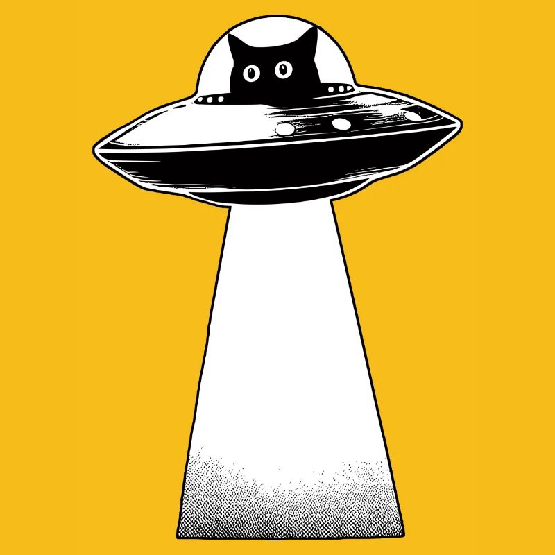 Cat Invasion UFO Alien Space Galaxy 3D Effect Cut