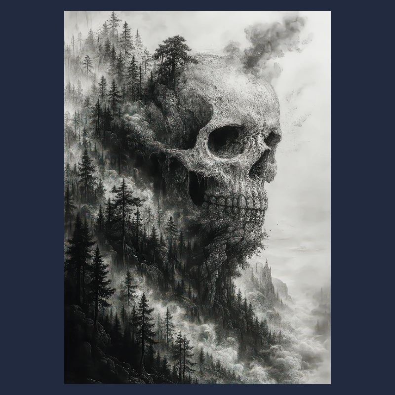 Unheimliche Waldschädel-Illustration