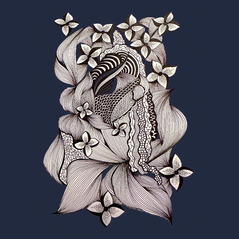 Zentangle Floral Pattern Black & White